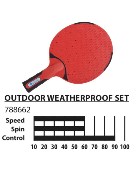 Zestaw do tenisa stołowego outdoor weatherproof 2 rakietki 3 piłeczki donic