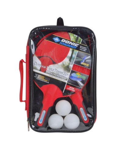 Zestaw do tenisa stołowego outdoor weatherproof 2 rakietki 3 piłeczki donic