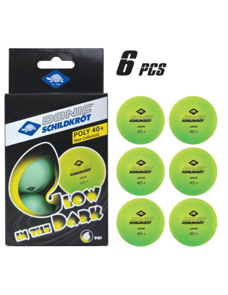 Piłeczki do tenisa stołowego glow in the dark poly 40 6szt donic
